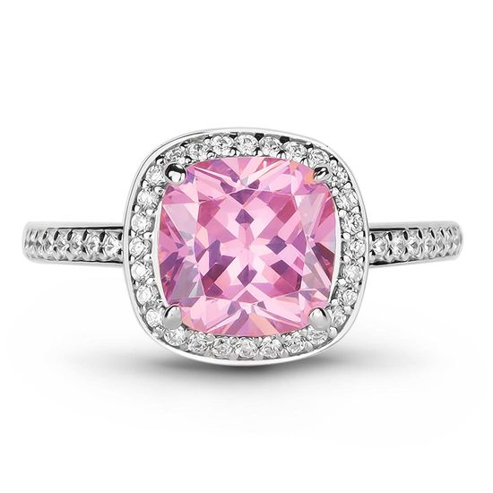 Серебряное кольцо с розовым фианитом Кристалл, 18, 56.6, 2.50
