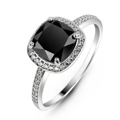 Серебряное кольцо с черным фианитом Кристалл, 17, 52.8, 2.50